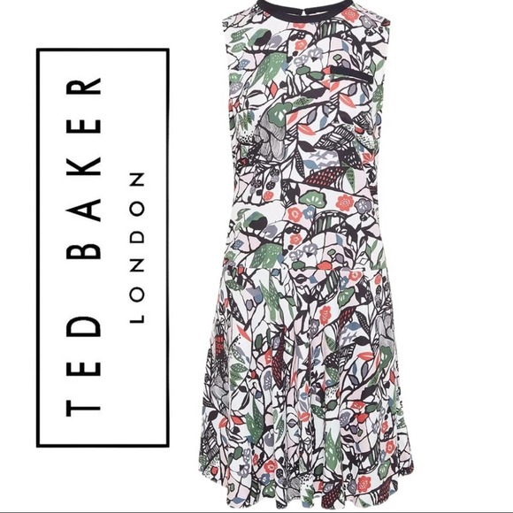 NWT Ted Baker Bias Cut Drop Waist Floral Dress - Picture 2 of 10